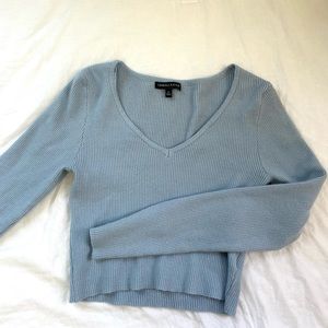 Pacsun blue cropped v neck knit sweater